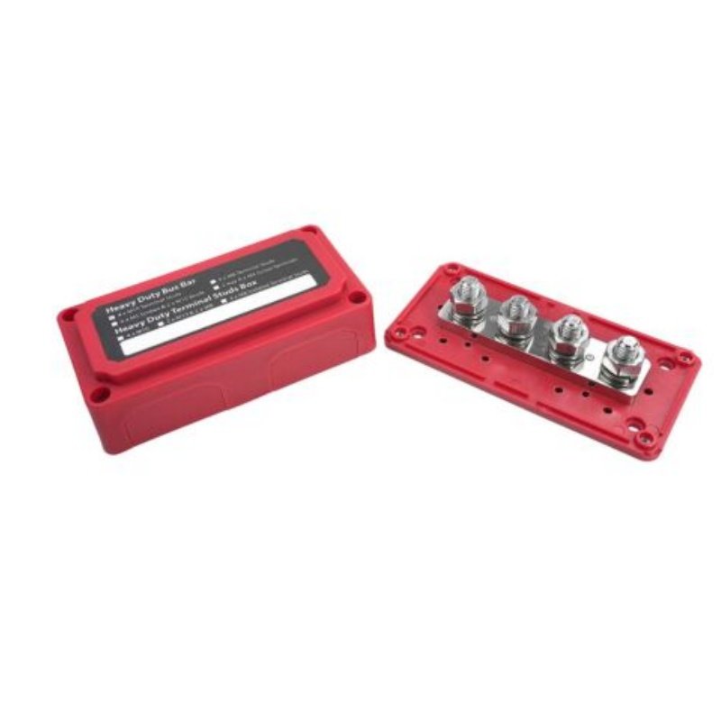 300A Bus Bar Heavy Duty Module Design Power Distribution Block 12V 24V 48V DC Busbar Box with 4X M8(5/16") Terminal Stud