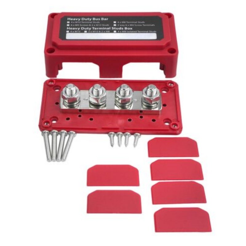 300A Bus Bar Heavy Duty Module Design Power Distribution Block 12V 24V 48V DC Busbar Box with 4X M8(5/16") Terminal Stud
