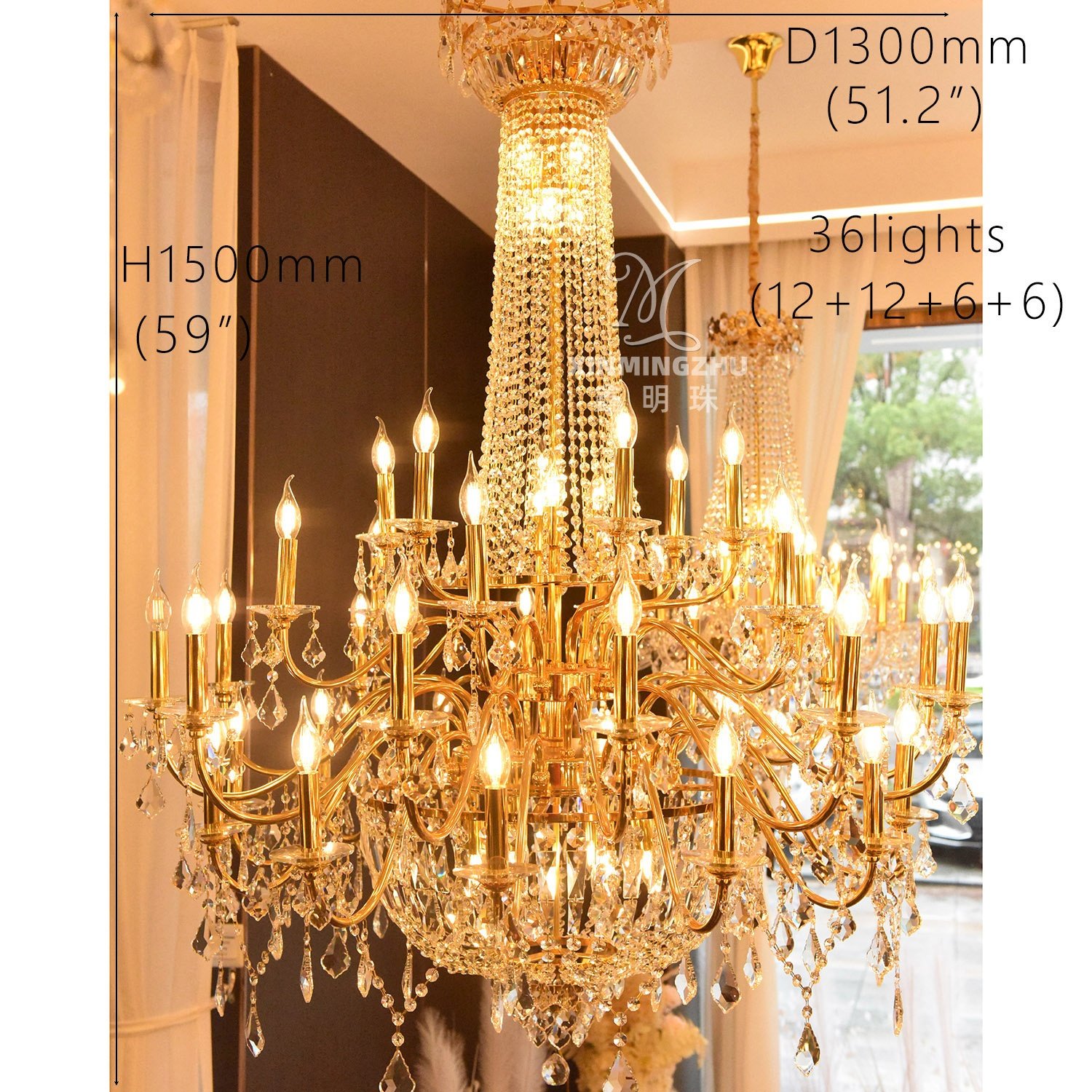 Custom French Empire Hanging Lamp Modern Gold Luxury K9 Crystal Chandelier for Wedding Banquet Hotel Lobby Living Entrance Light