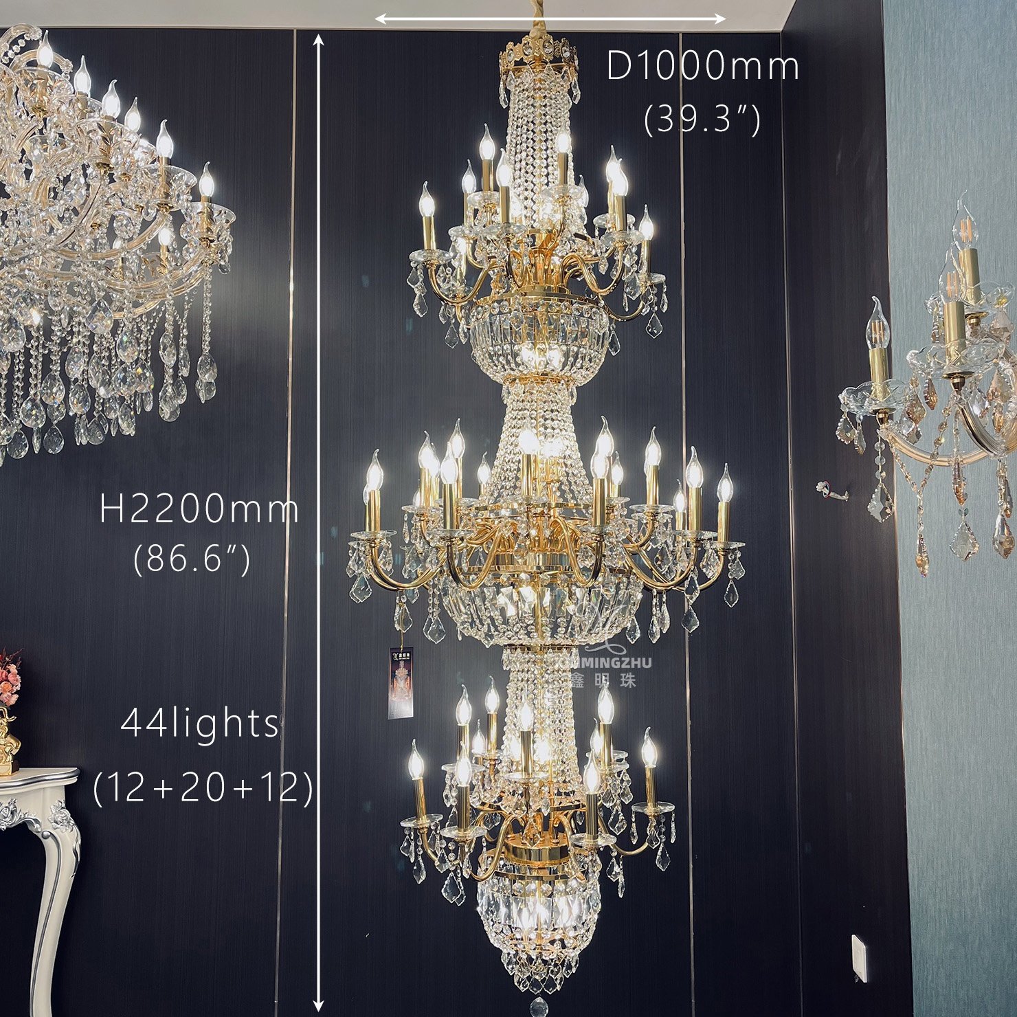 Custom French Empire Hanging Lamp Modern Gold Luxury K9 Crystal Chandelier for Wedding Banquet Hotel Lobby Living Entrance Light