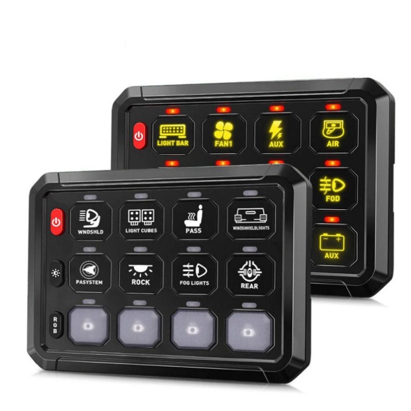 12-Gang Switch Panel Multifunction RGB Led Work Light Bar Switch Box Controller