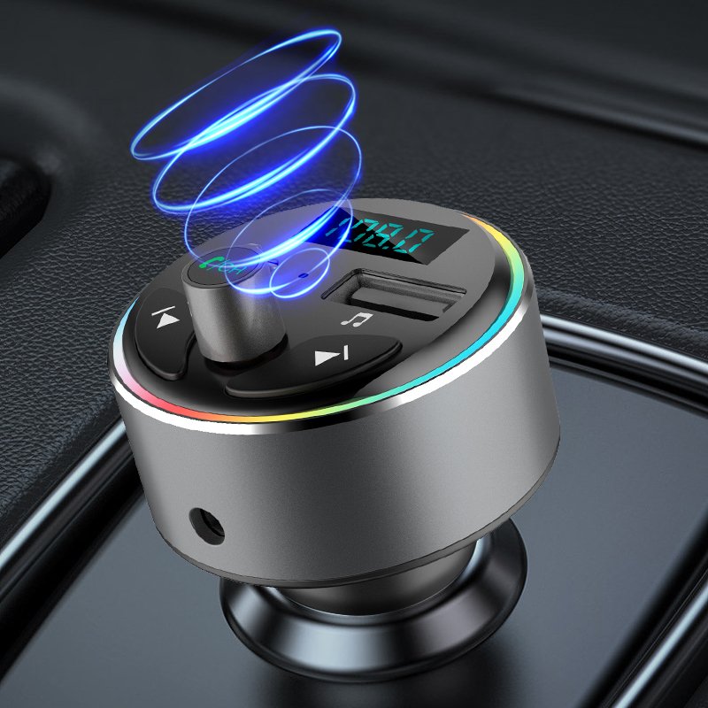 OEM T84 Bluetooth 5.0 FM Transmitter Car Adapter PD 30W Light Switch, Fast Charging Wireless Car Kit Bluetooth Hands-Free Call