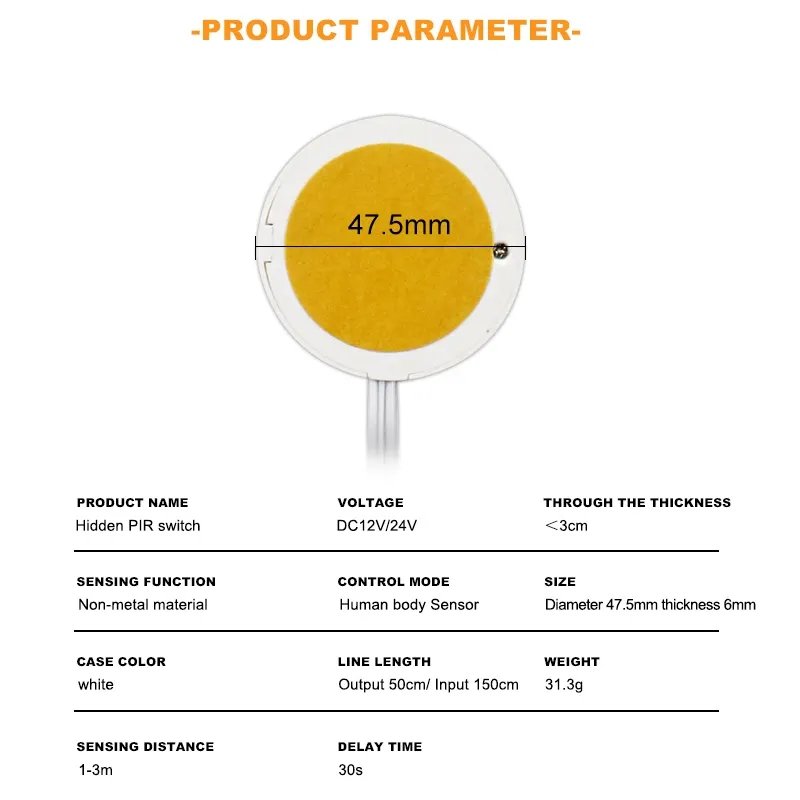 DC 12V 24V Wooden Board LED Touch Sensor Dimmer Switch Hidden Surface Switch for Smart Home LED Strip Lights