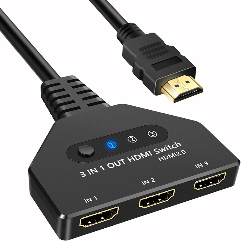 4K@30HZ HD Multimedia Switch 1080P 3D Multimedia Switch Selector 3 in 1 Out Auto Converter Cable for DVD HDTV Xbox PS3 PS4 PS5