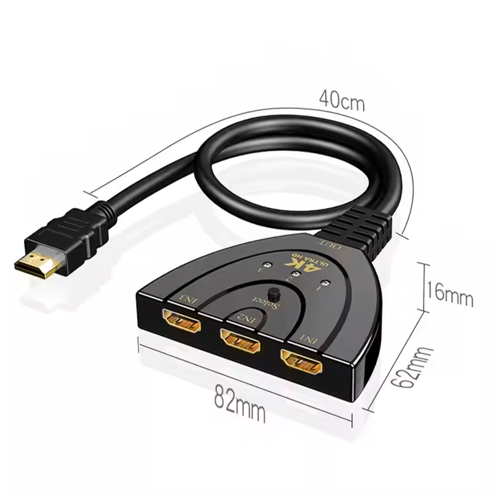4K@30HZ HD Multimedia Switch 1080P 3D Multimedia Switch Selector 3 in 1 Out Auto Converter Cable for DVD HDTV Xbox PS3 PS4 PS5