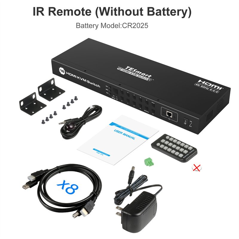 TESmart Manufacturers 16 Ports Switches 16x1 Ports 16 in 1 Out Remote Control 3D 4K HDMI Switch KVM Console 16x1 HDMI KVM Switch