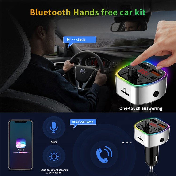 New Arrival Wireless Car Kit QC3.0 Fast Charging 2 USB Car Charger Mp3 Player Handsfree Kit bluetooth Car Fm Transmitter