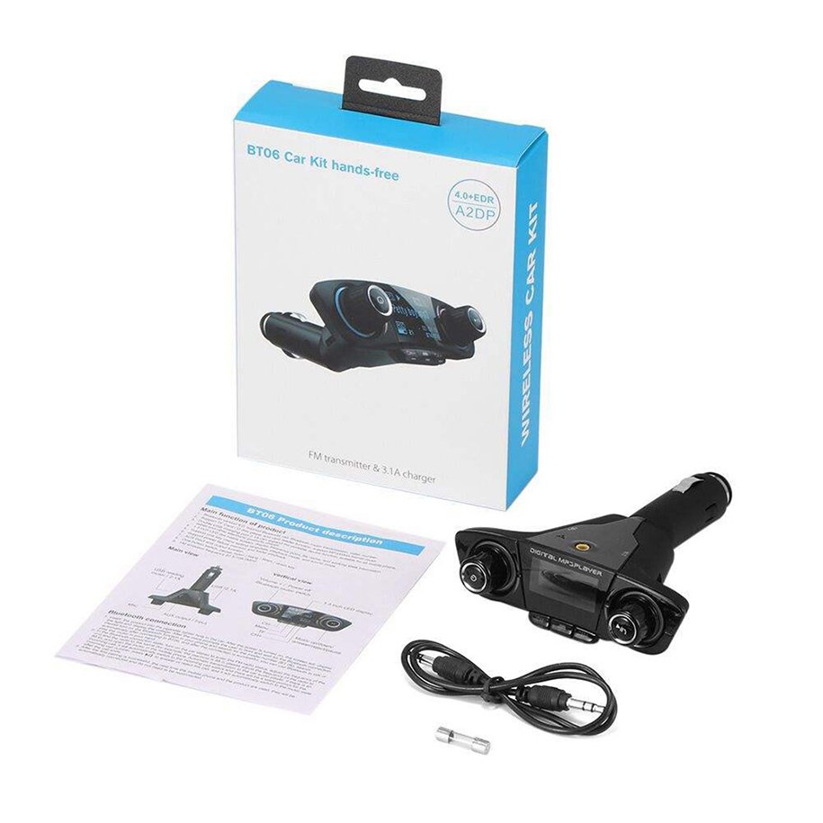 12v Fast Mobile Phone Charger Car Mp3 Player Fm Transmitter With Car Kit Stereo Receiver Dual Usb Fm Auto Modulator