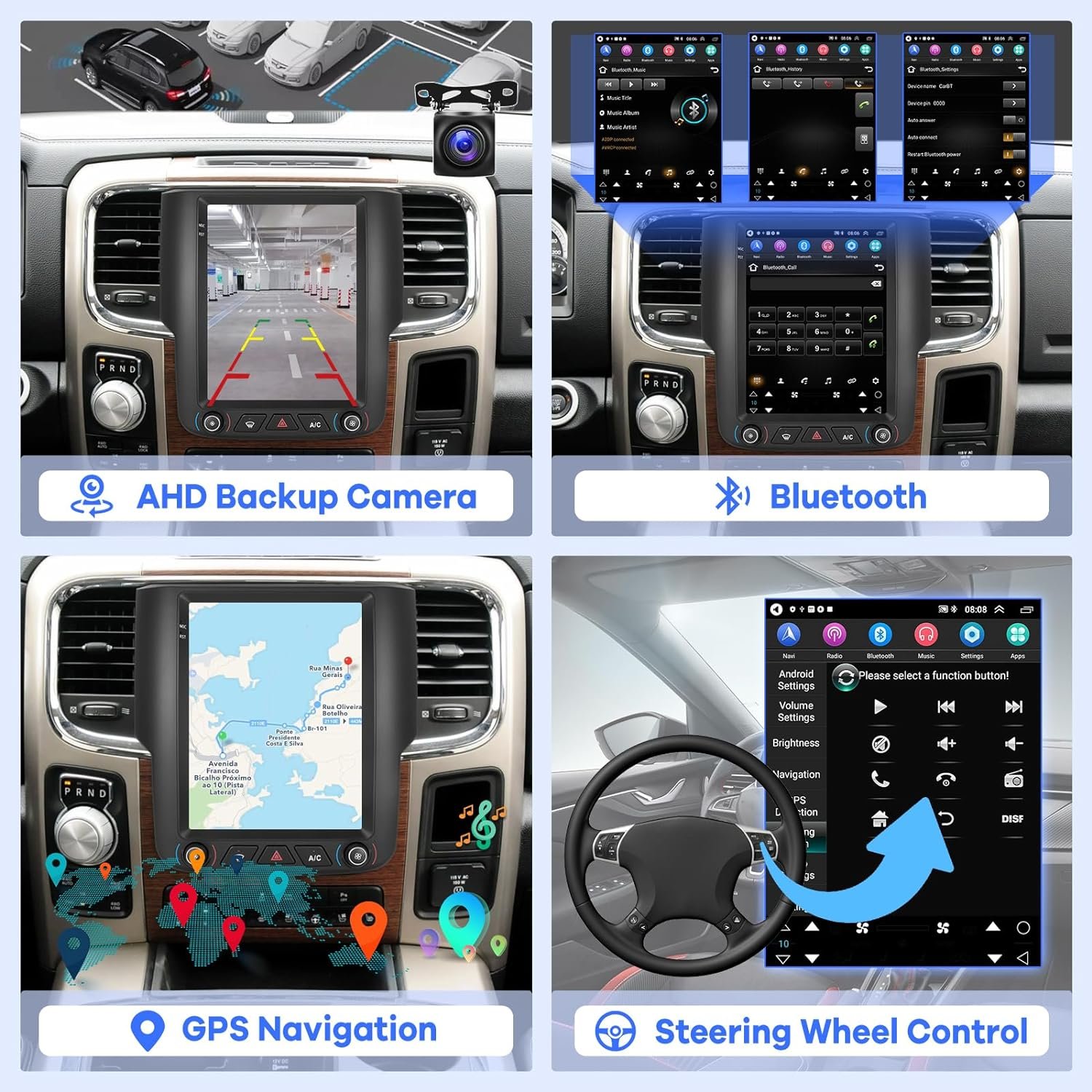 Car Radio for Dodge RAM 1500 2500 3500 2013-2018,9.7''Android 13 Vertical Touch Screen Stereo,Carplay/Android Auto/Hi-Fi/SWC/BT