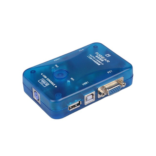 FJ-102UK Fjgear 2 Port Auto 2 in 1 Out Vga Kvm Switch Plug and Play with Plastic Shell 250mhz