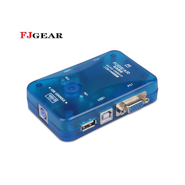 FJ-102UK Fjgear 2 Port Auto 2 in 1 Out Vga Kvm Switch Plug and Play with Plastic Shell 250mhz