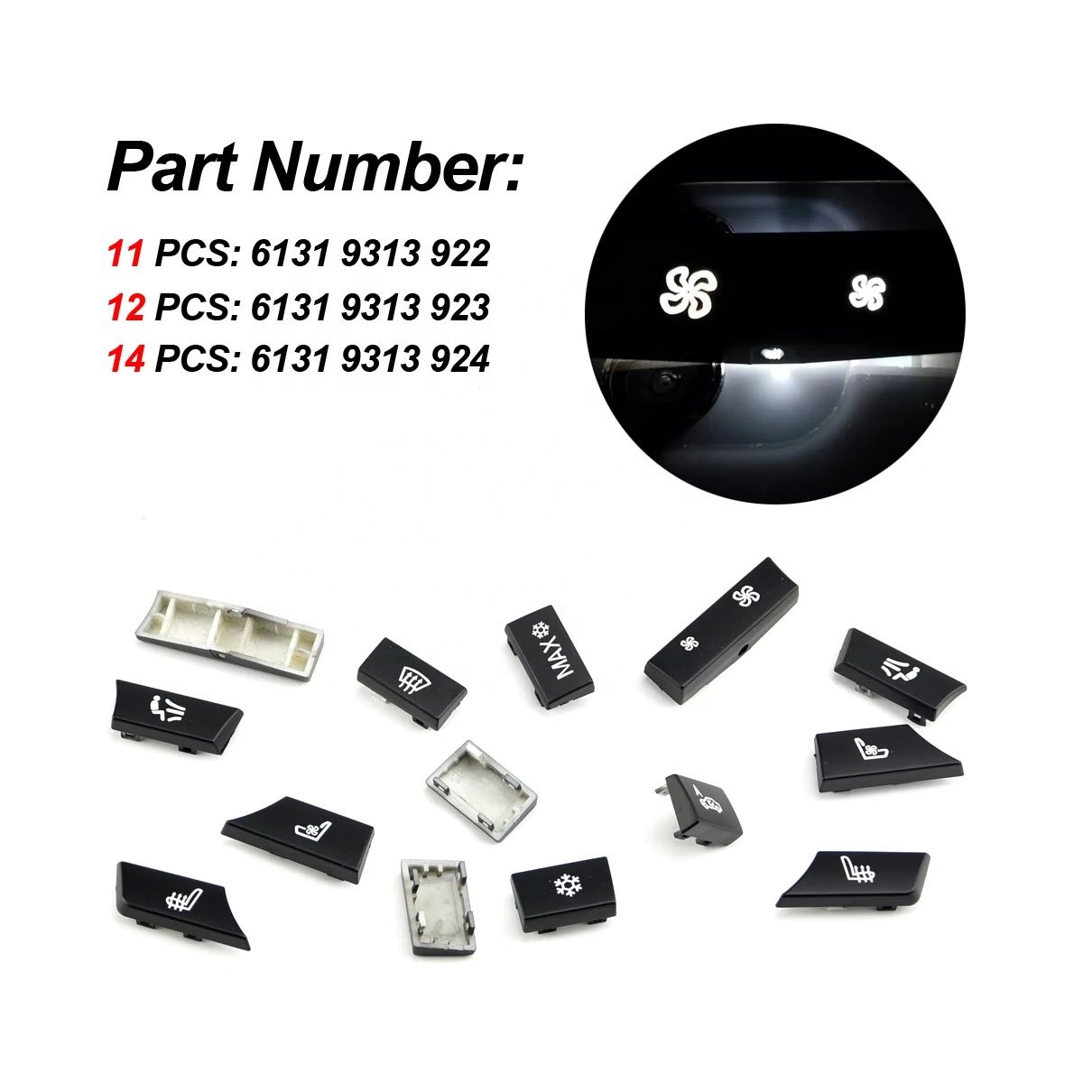 Dashboard Air Conditioner Buttons Cover Caps Replacement for BMW 5 6 7 Series X5 X6 F10 F18 F06 F12 F01 F02 F15 F16 520 523