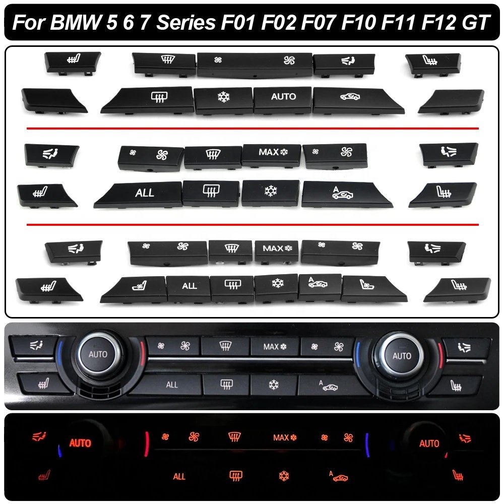 Dashboard Air Conditioner Buttons Cover Caps Replacement for BMW 5 6 7 Series X5 X6 F10 F18 F06 F12 F01 F02 F15 F16 520 523