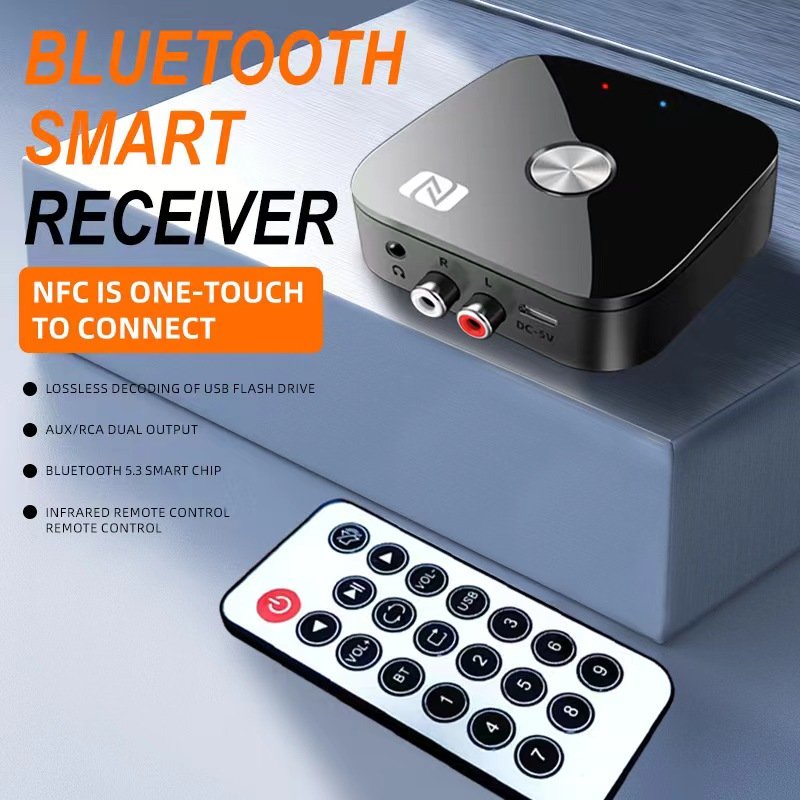 High Quality Universal Bluetooth Receiver AUX Wireless Audio Receiver Bluetooth 5.3 Adapter Handsfree Car Kits with NFC