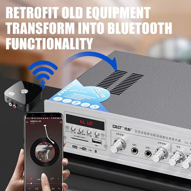 High Quality Universal Bluetooth Receiver AUX Wireless Audio Receiver Bluetooth 5.3 Adapter Handsfree Car Kits with NFC