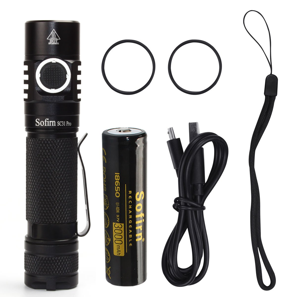 Sofirn SC31 Pro SST40 2000LM Powerful USB C Rechargeable LED Flashlight 18650 Torch Light
