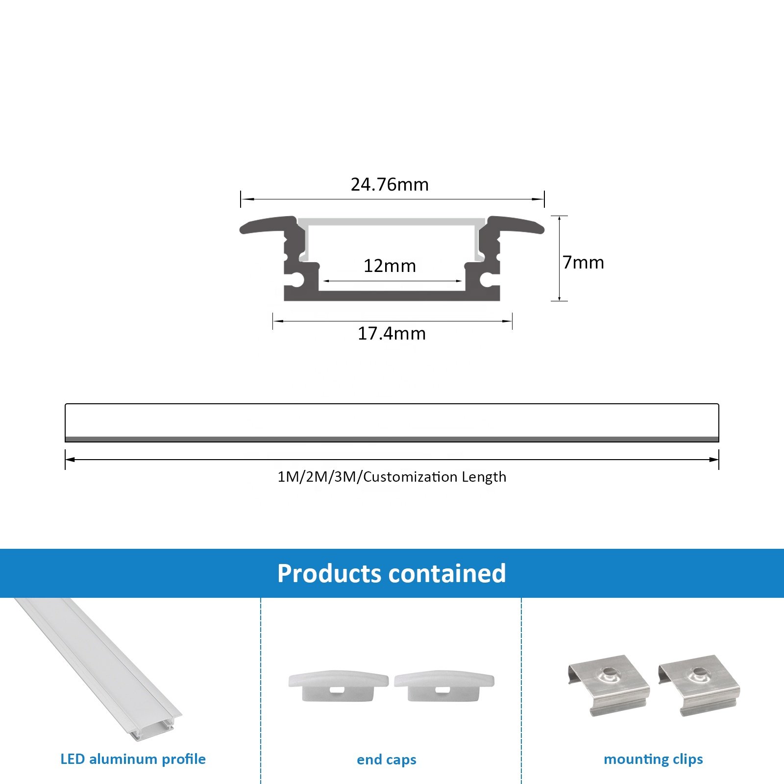 High Quality 018A Aluminum Profile Custom Aluminum Extrusion Profile 25*7MM Cabinet Strip Light Channel