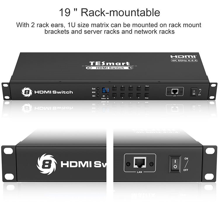 TESmart HDMI Switcher 8 in 1 Out With Video Output Resolution up 4K 60HZ Support Auto Scan RS232 Video Selector