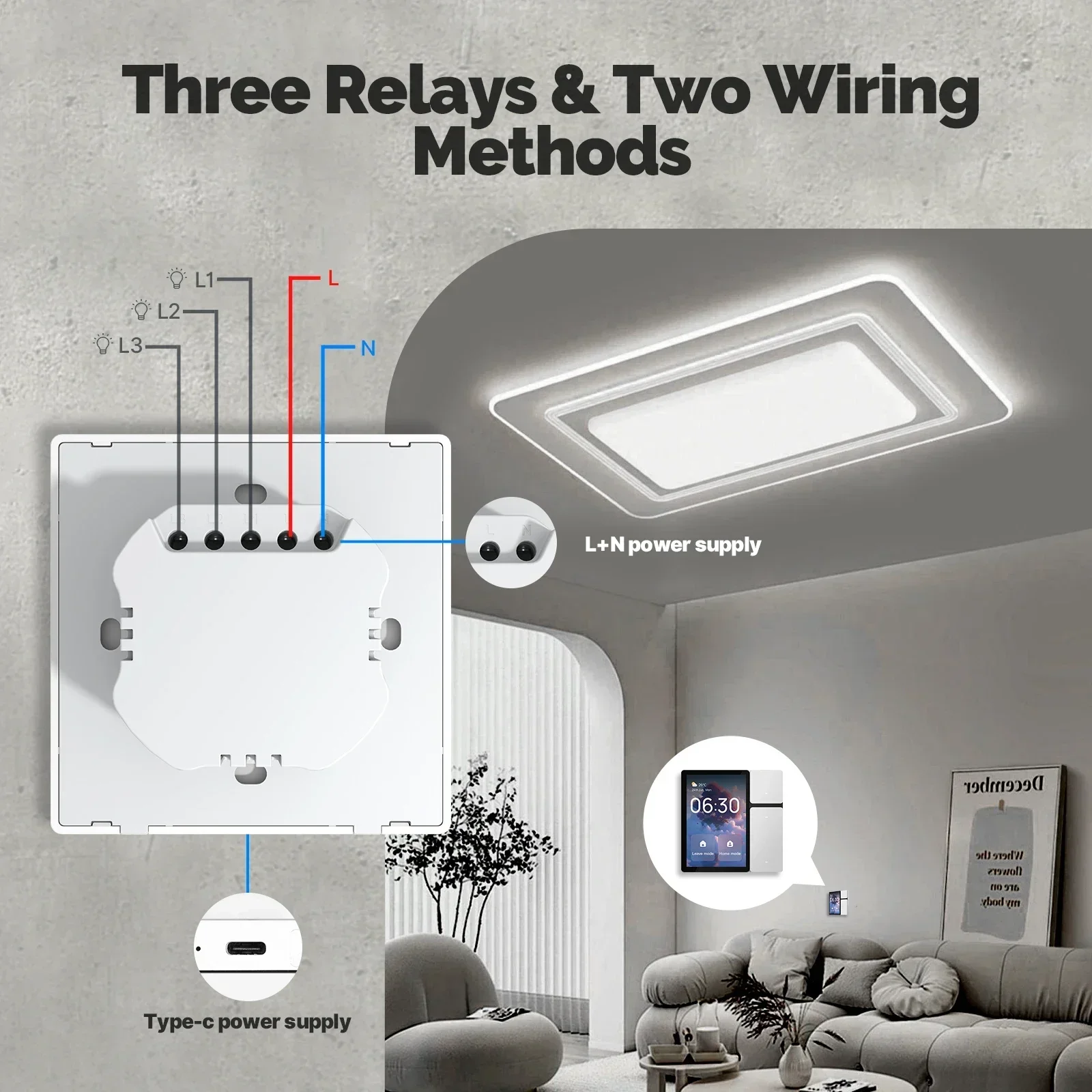 TONGOU 3.5 Inch Display Screen WIFI Smart Wall Switch Sigmesh WIFI IR 1/2/3/4 Gang Controlled By Tuya Alexa APP