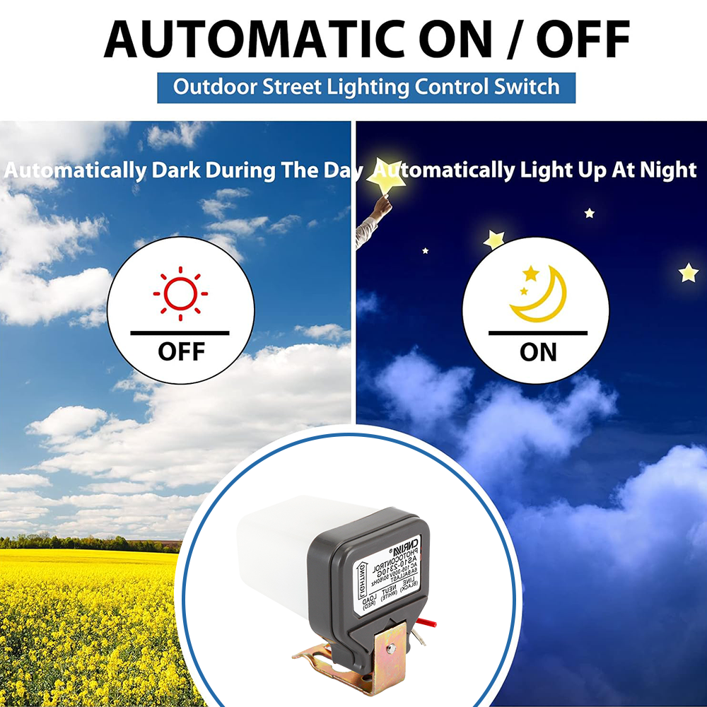 CNRIYA Auto Photocell Light Sensor Switch Electronic Photocontrol for for Street Light Day Night Switch