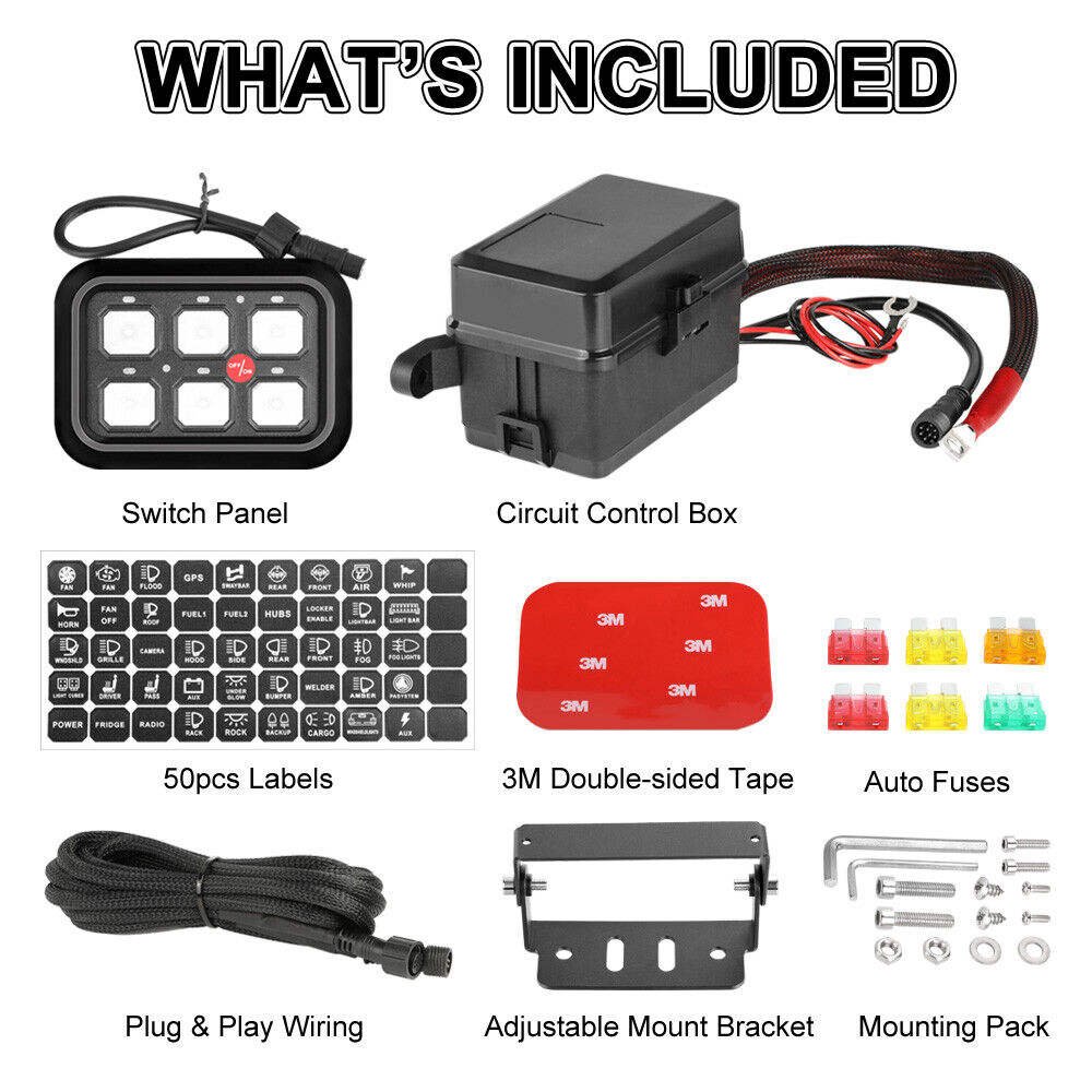 6 Gang RGB Switch Panel With ON-Off 12V LED Switch Control Box