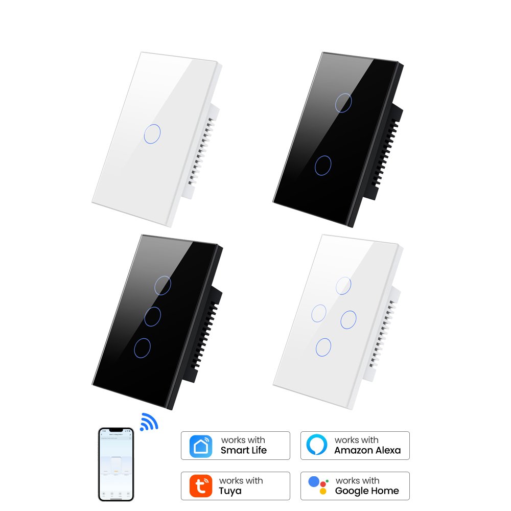 New Design Tuya Wifi Touch Panel Remote Smart Home Light Switch Voice Control Alexa Google