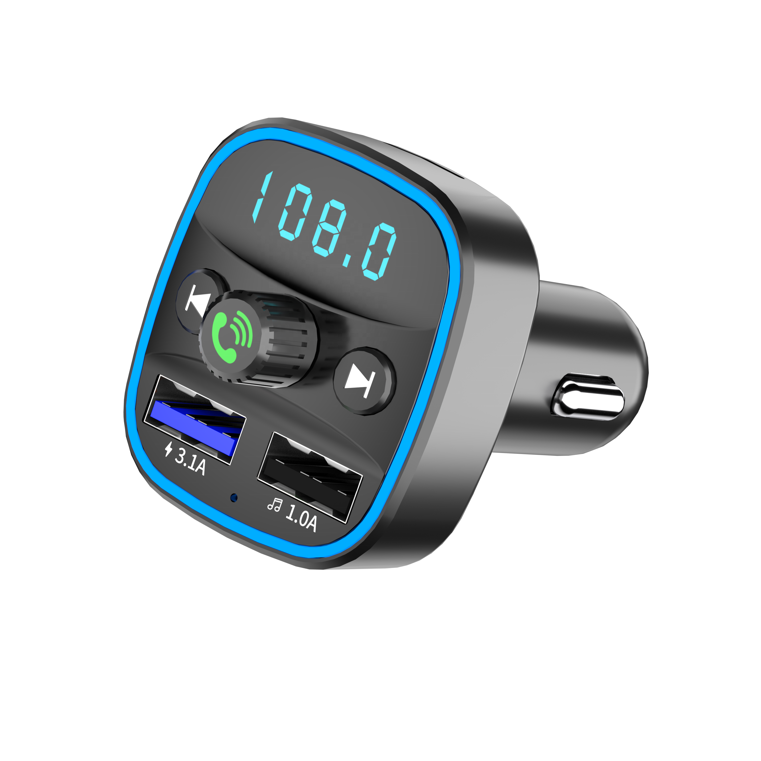 Amazon Hot Selling Car Phone Charger 3.1A Dual USB Car Kit Hands Free Calling Bluetooth-MP3 Player Wireless FM Transmitter