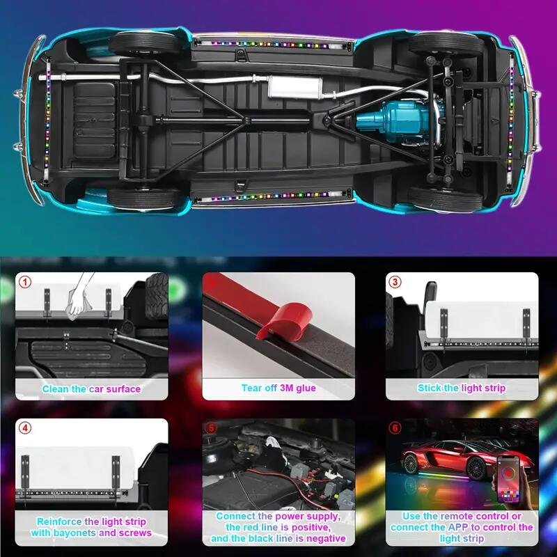High Quality RGB Chasing Underbody Light APP Control Waterproof IP68 Underglow Light Kit