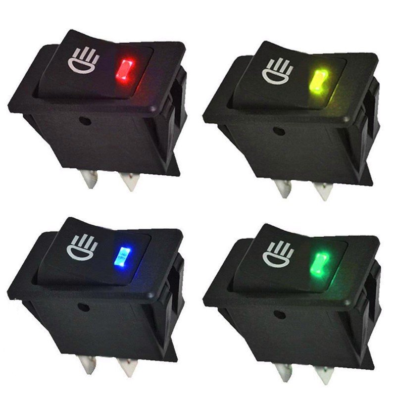 Waterproof Latching Rocker Toggle ,red Yellow Green Blue 4Pin 2Position, 12V 35A Car Auto Fog Light Rocker Toggle Switch LED