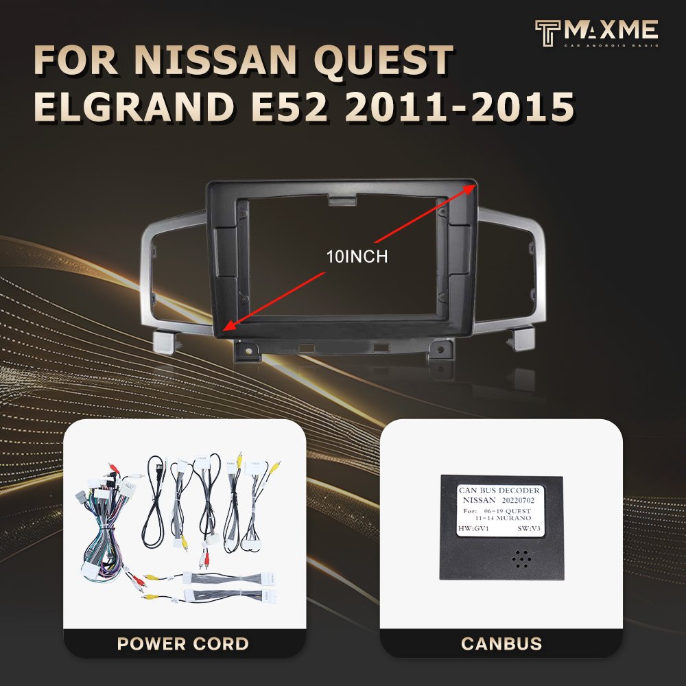 Car Android Screen Frame for Nissan Quest/Elgrand E52 10 Inch 2011-2015 Factory Wholesale Auto Stereo Frame Car Panel