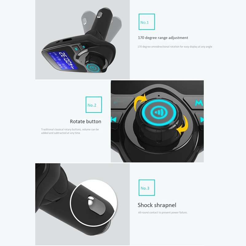 Wireless BT Car Kit Hands Free FM Transmitter LCD MP3 Player A2DP Dual USB Charger Car Accessories