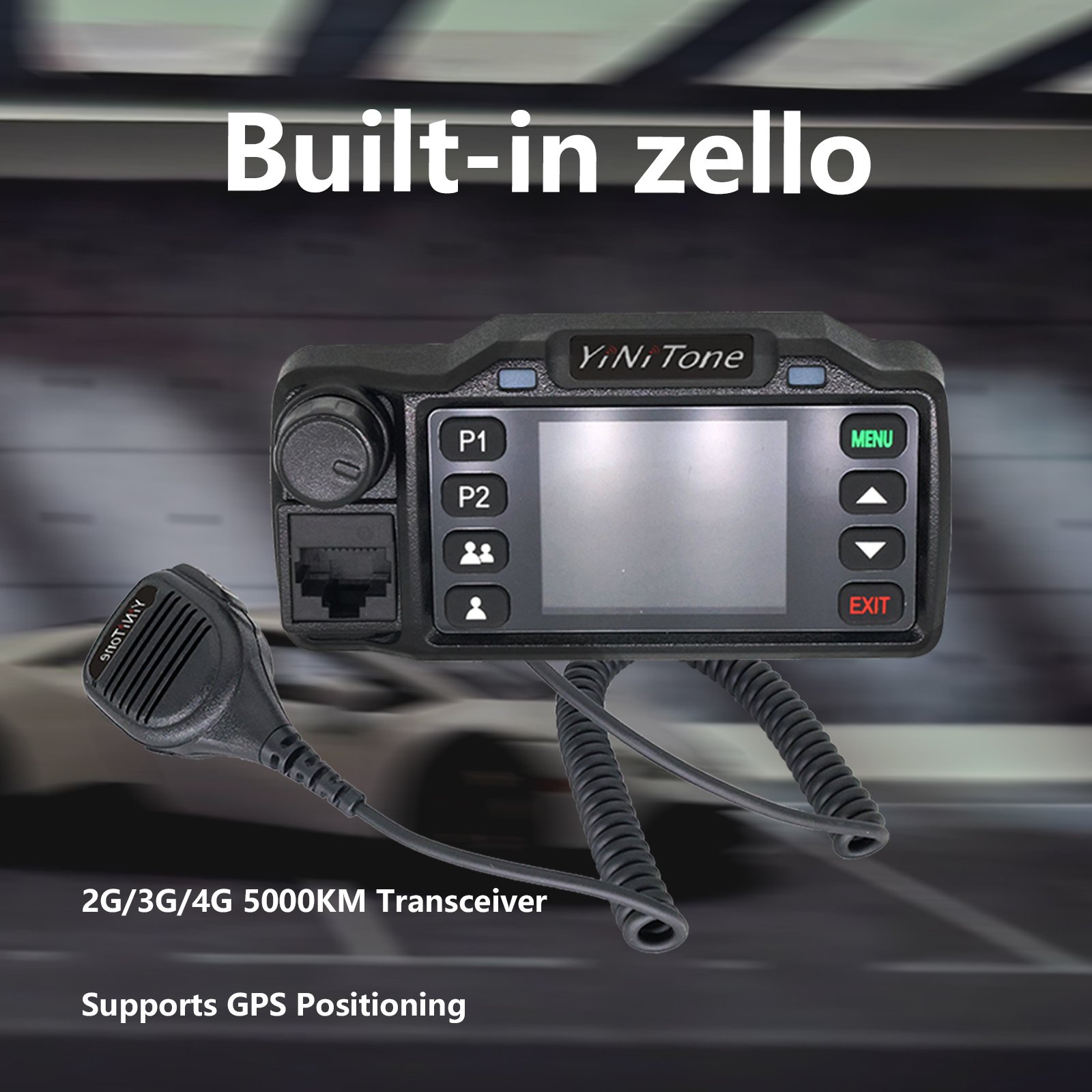 Zello Mini Mobile M-01 Radio 2G/3G/4G LTE Android 5000KM Transceiver Supports GPS Positioning Vehicle Multimedia Radio Kit