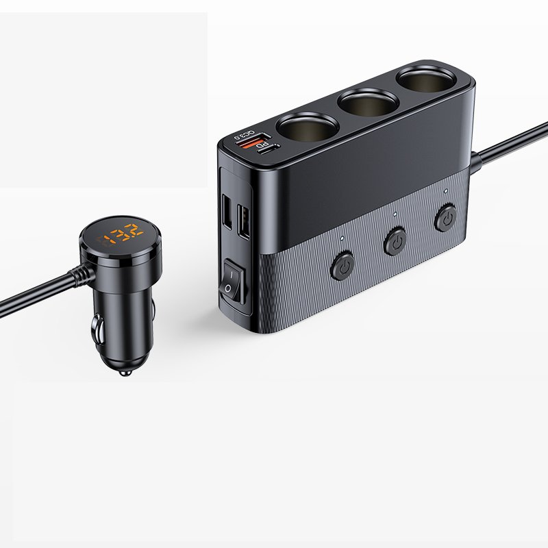 Cigarette Lighter Adapter Dual Cigarette Lighter Splitter Plug With USB Type C Port Phone Fast Charge for 12-24V Vehicles