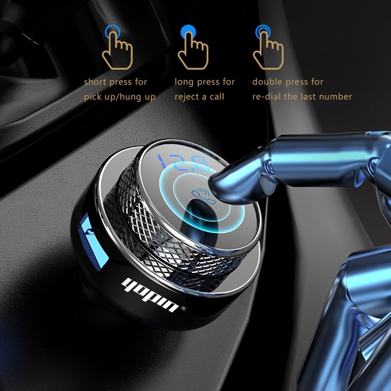 2023 Top Selling Fast USB Car Charger with MP3 Player Bluetooth 5.0 Car Kit FM Transmitter 18W Power Output 5V/2.4A