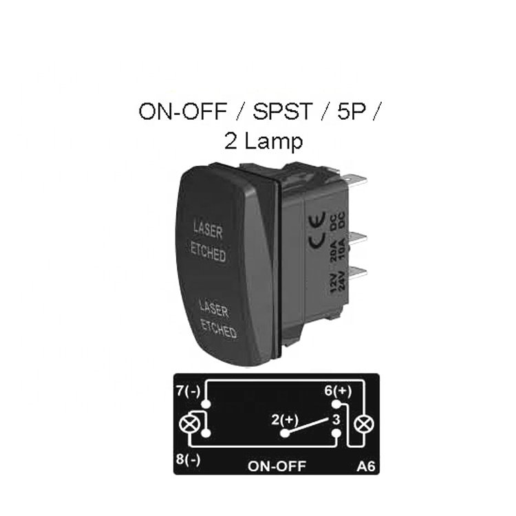 12V 24V Auto Boat Carling Customized Symbol Dpdt Marine Led Waterproof Rocker Switch