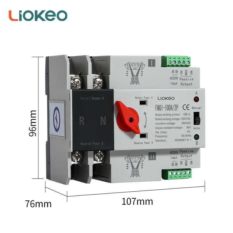 ATS 2P Dual Power Automatic Switch 220V 110V Inverter Switches to Mains PC Type