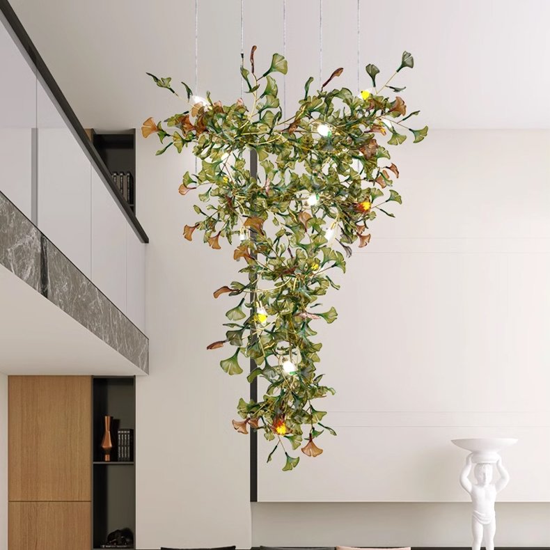 New Models Leaves and Crystals Chandelier Home Art Decor Ceiling Light Ginkgo Leaf Chandelier
