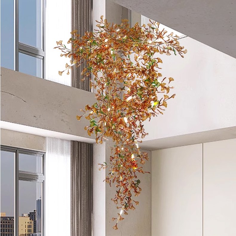 New Models Leaves and Crystals Chandelier Home Art Decor Ceiling Light Ginkgo Leaf Chandelier