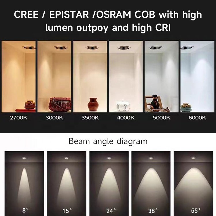 Led Recessed Downlight Adjustable Sky Led Spot Lights Ceiling Anti Glare Ac110-220V Living Room Store Jewellery Shop Spot Light