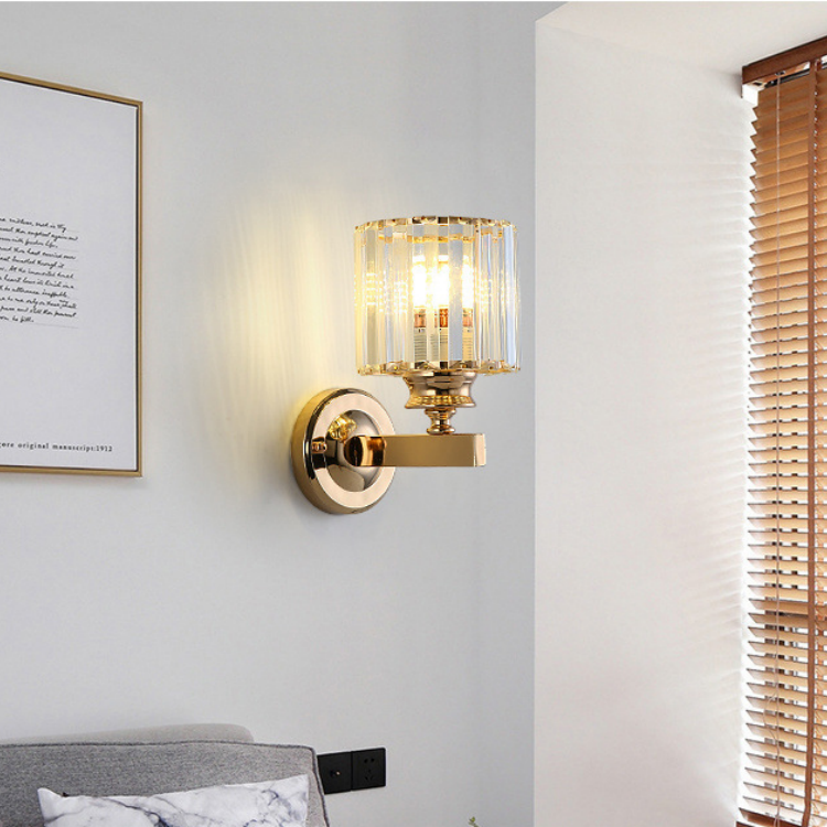 Modern Decoration Interior Wall Lamp Indoor Lampen Wall Sconce Golden Crystal Led Wall Light for Hotel Home Bedroom