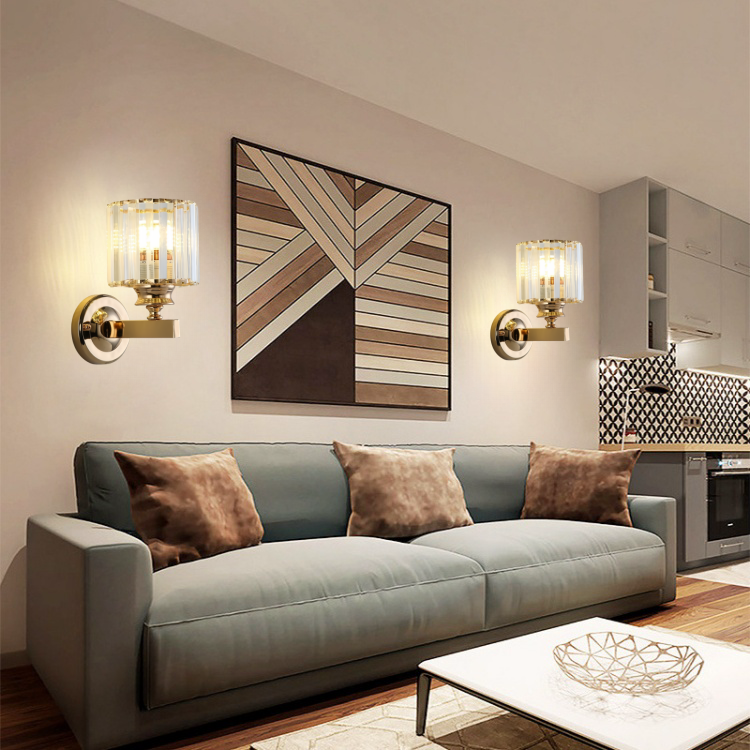 Modern Decoration Interior Wall Lamp Indoor Lampen Wall Sconce Golden Crystal Led Wall Light for Hotel Home Bedroom