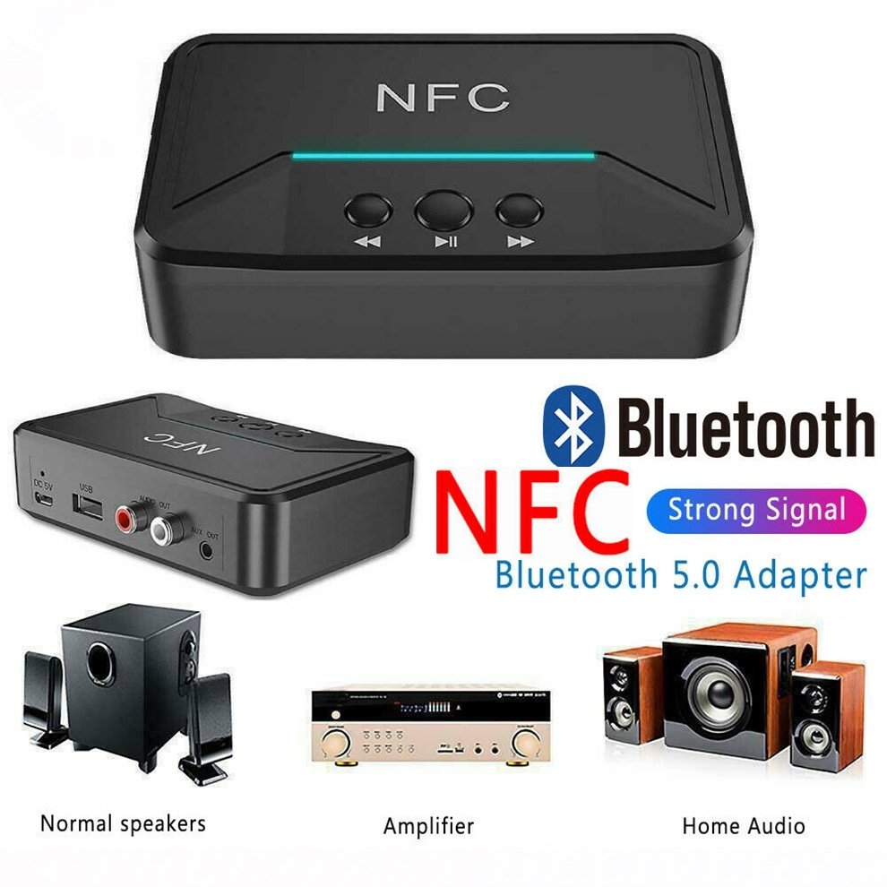 NFC 5.0 Bluetooth Receiver A2DP AUX 3.5mm RCA Jack USB Smart Playback Stereo Audio Wireless Adapter for Car Kit Speaker BT200