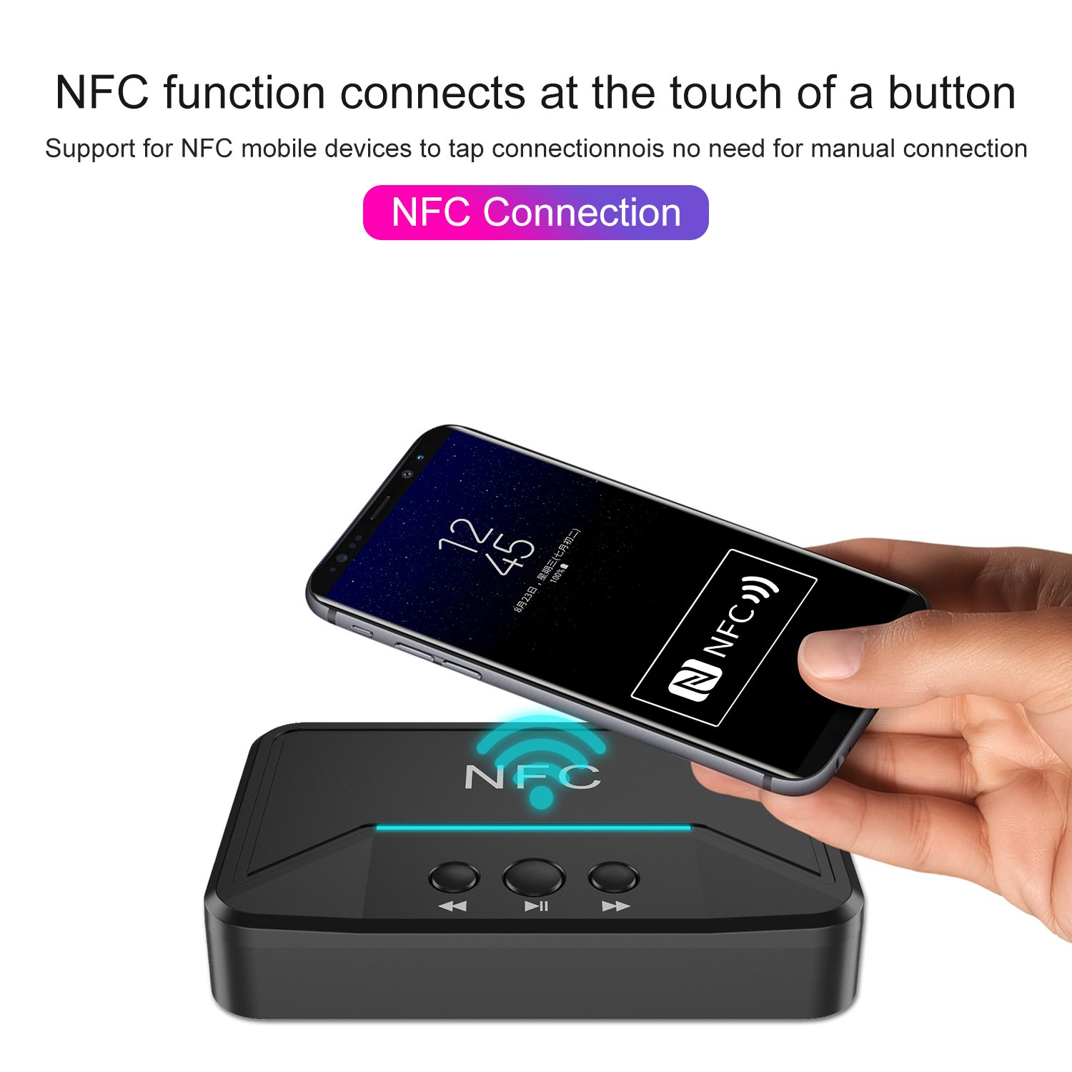 NFC 5.0 Bluetooth Receiver A2DP AUX 3.5mm RCA Jack USB Smart Playback Stereo Audio Wireless Adapter for Car Kit Speaker BT200