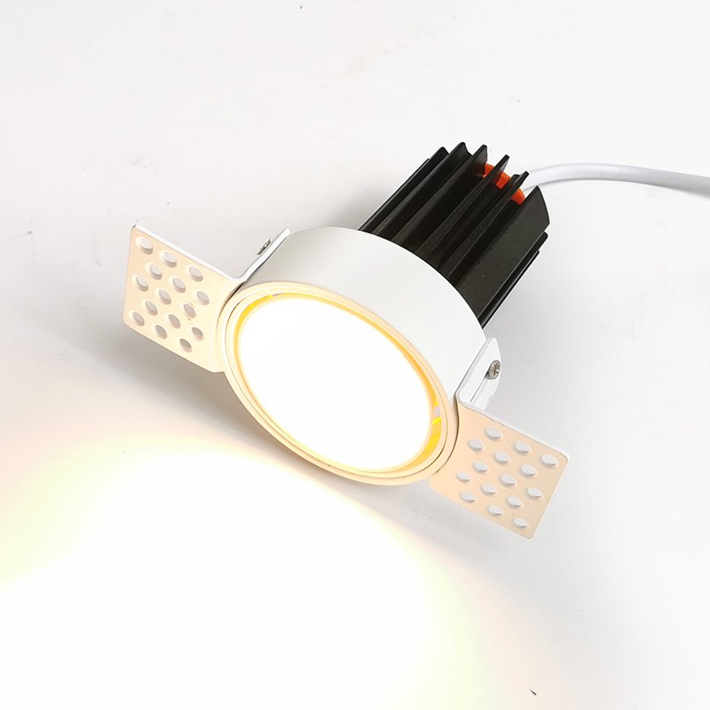 Ceiling Adjustable COB LED Trimless Recessed Downlight Fixtures Dimmable Commercial Smart White Hotels Living Room Warm White