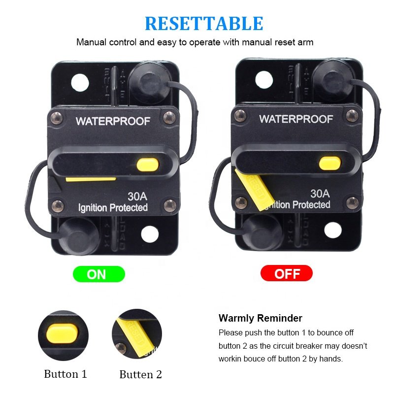 40A 50A 60A 70A 80A 100A 150A 200A 250A 300A Marine Solar Truck Car Audio Inline Automotive Circuit Breaker