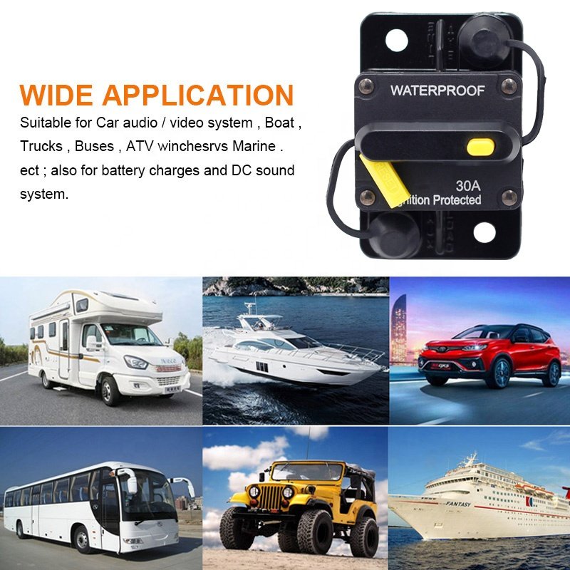 40A 50A 60A 70A 80A 100A 150A 200A 250A 300A Marine Solar Truck Car Audio Inline Automotive Circuit Breaker
