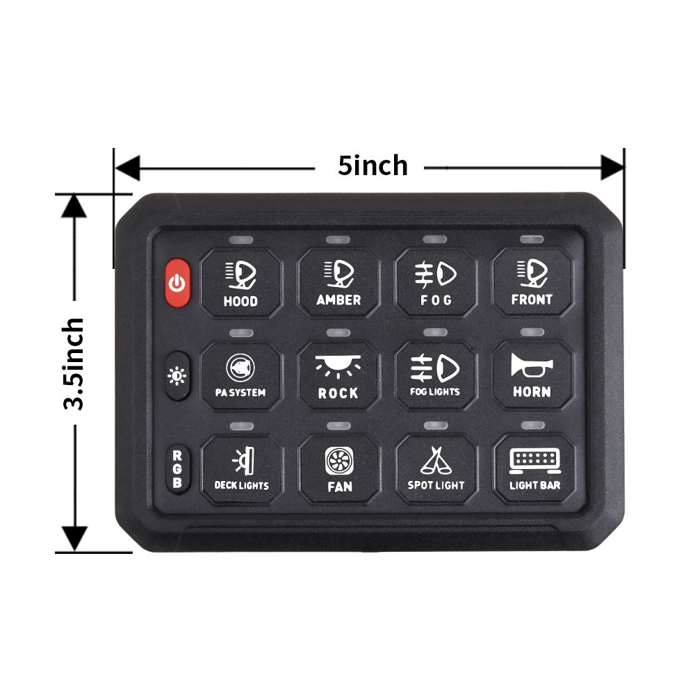12-key Touch Switch Panel RGB Color Adjustable 12-key Modification for RV Jeep Yacht Modification