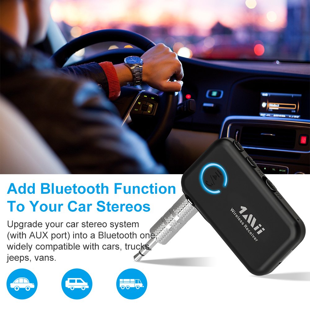 1Mii Bluetooth 5.0 AUX Stereo Music Receiver 3.5mm AUX Car Bluetooth Audio Receiver Adapter with TSO, Support Handsfree Calling