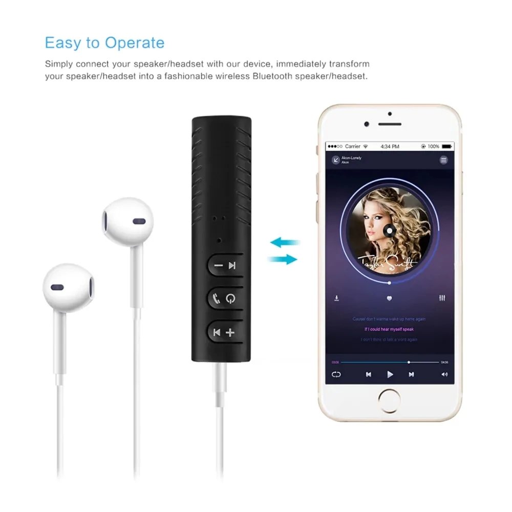 3.5mm Mini Speaker Headphone Car Music Audio Receiver Adapter Wireless AUX Bluetooths Auto Kit
