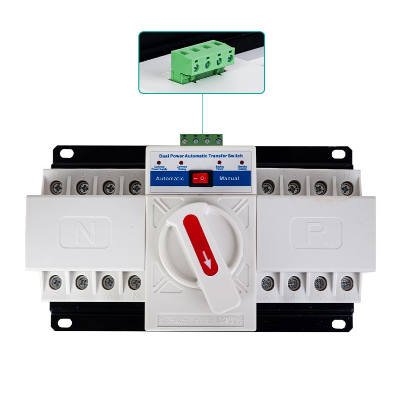 Automatic and Manual Solar Volt Control 4p Cb Class Ac Ats Mini Dual Power Transfer Switch